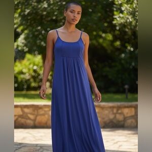 Calvin Klein Royal Blue Pin-tuck Maxi Dress